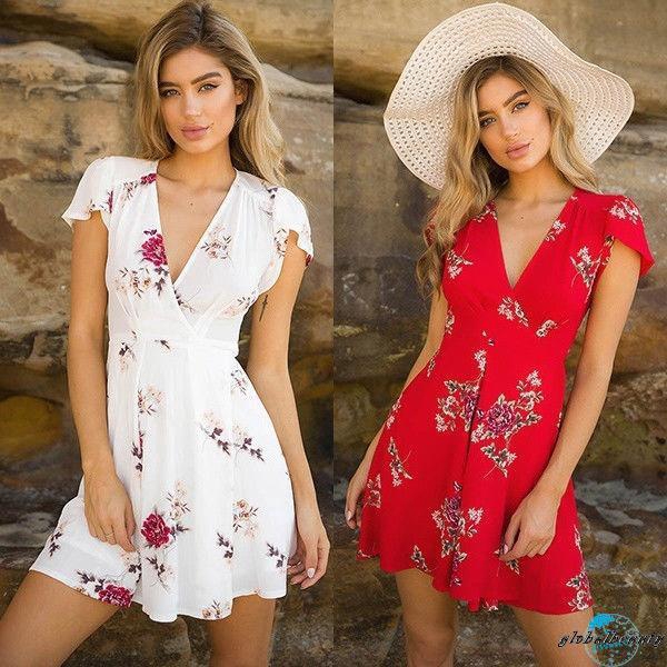 ★HZLThời trang váy ngắn mùa hè có họa tiết hình hoa dành cho nữ