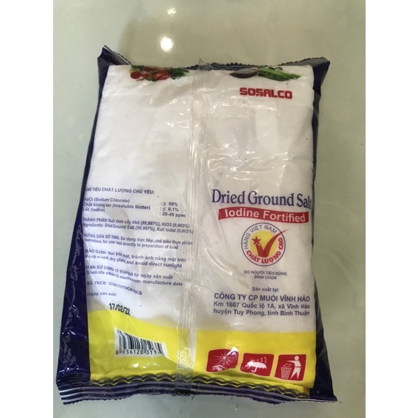 Muối tinh sấy Iốt bịch 500g