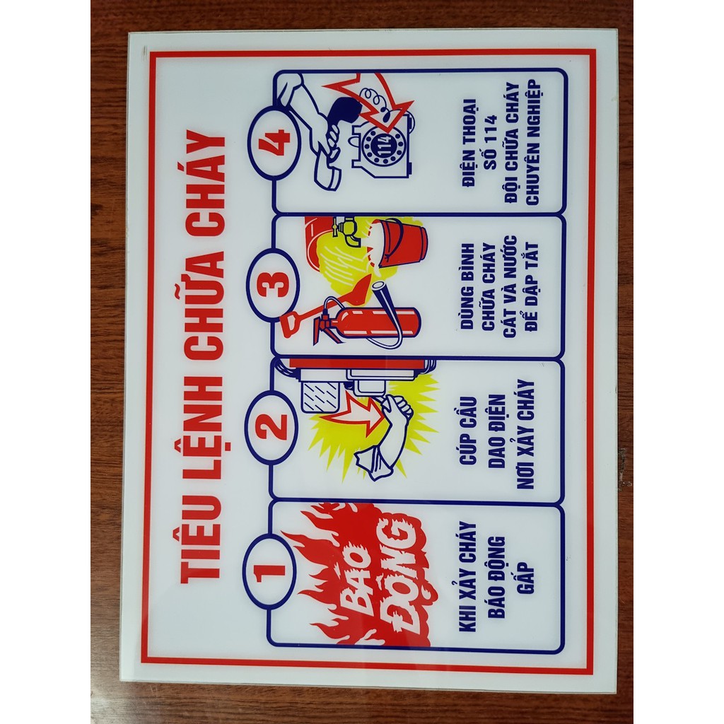 Bộ bảng nội và quy tiêu lệnh PCCC bằng mica-