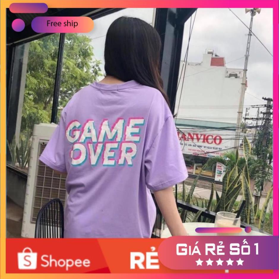 💞𝑭𝒓𝒆𝒆𝒔𝒉𝒊𝒑💖  Áo Thun GAME OVER Tím Unisex