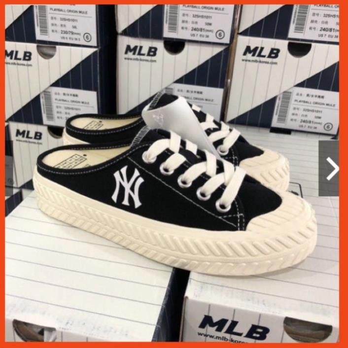 Giày sục nữ MLB ny Đen lười đạp gót Hot trend thể thao sneaker