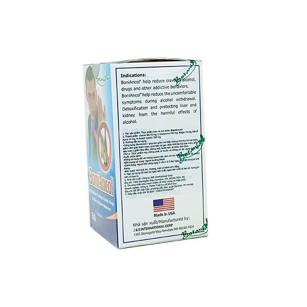 BoniAncol - Hỗ trợ bảo vệ gan, thận khỏi tác hại của rượu bia giảm say rượu(lọ 60 viên)