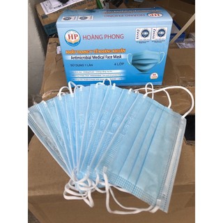 1 Hộp Khẩu trang Y Tế Kháng Khuẩn Hoàng Phong 50 cái/ Hộp