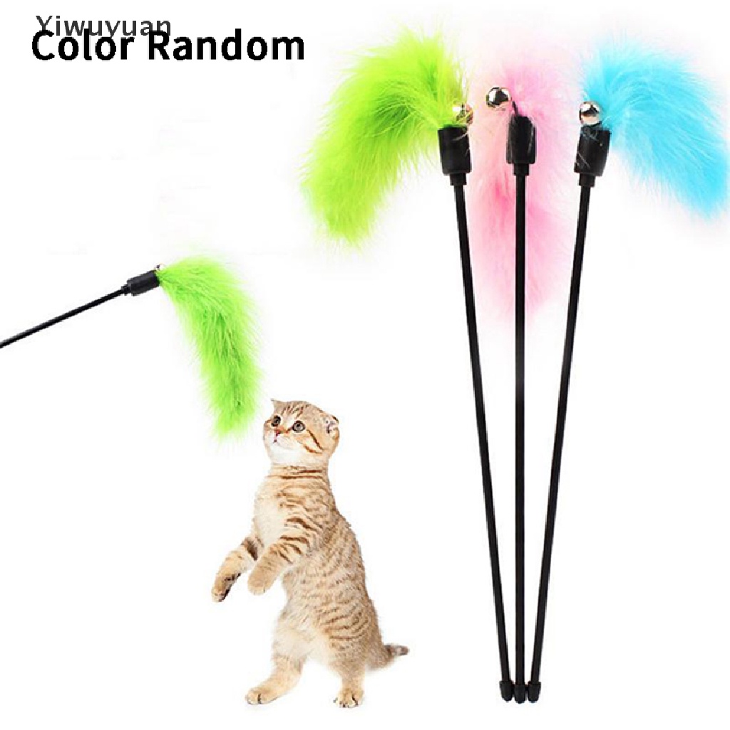 &lt; Yiwuyuan &gt; Đồ Chơi Tương Tác Với Mèo Gắn Quả Bông Lông Vũ