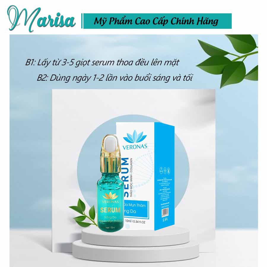 Serum mụn thâm, trắng da se khít lỗ chân lông Veronas 10ml