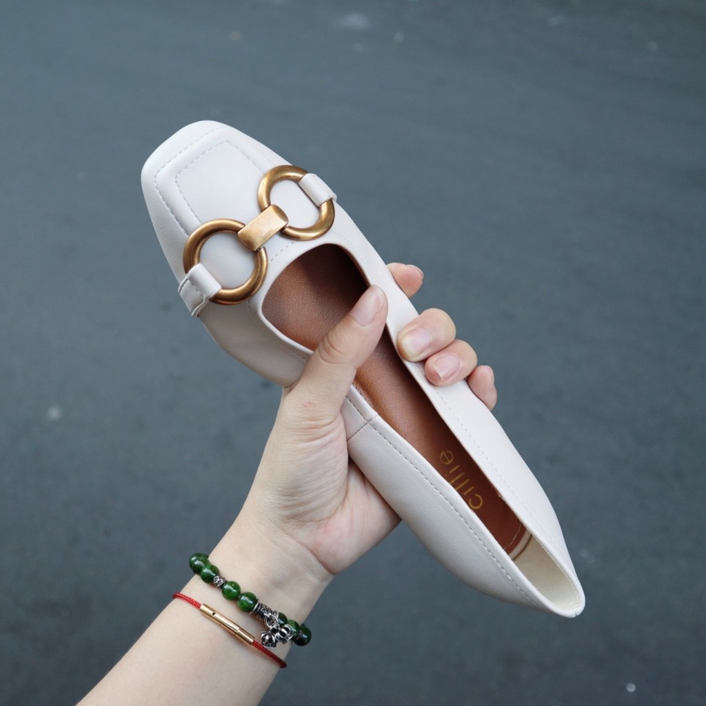 Giày cao gót mũi vuông thời trang phối khóa sang trọng cao 6cm 1119