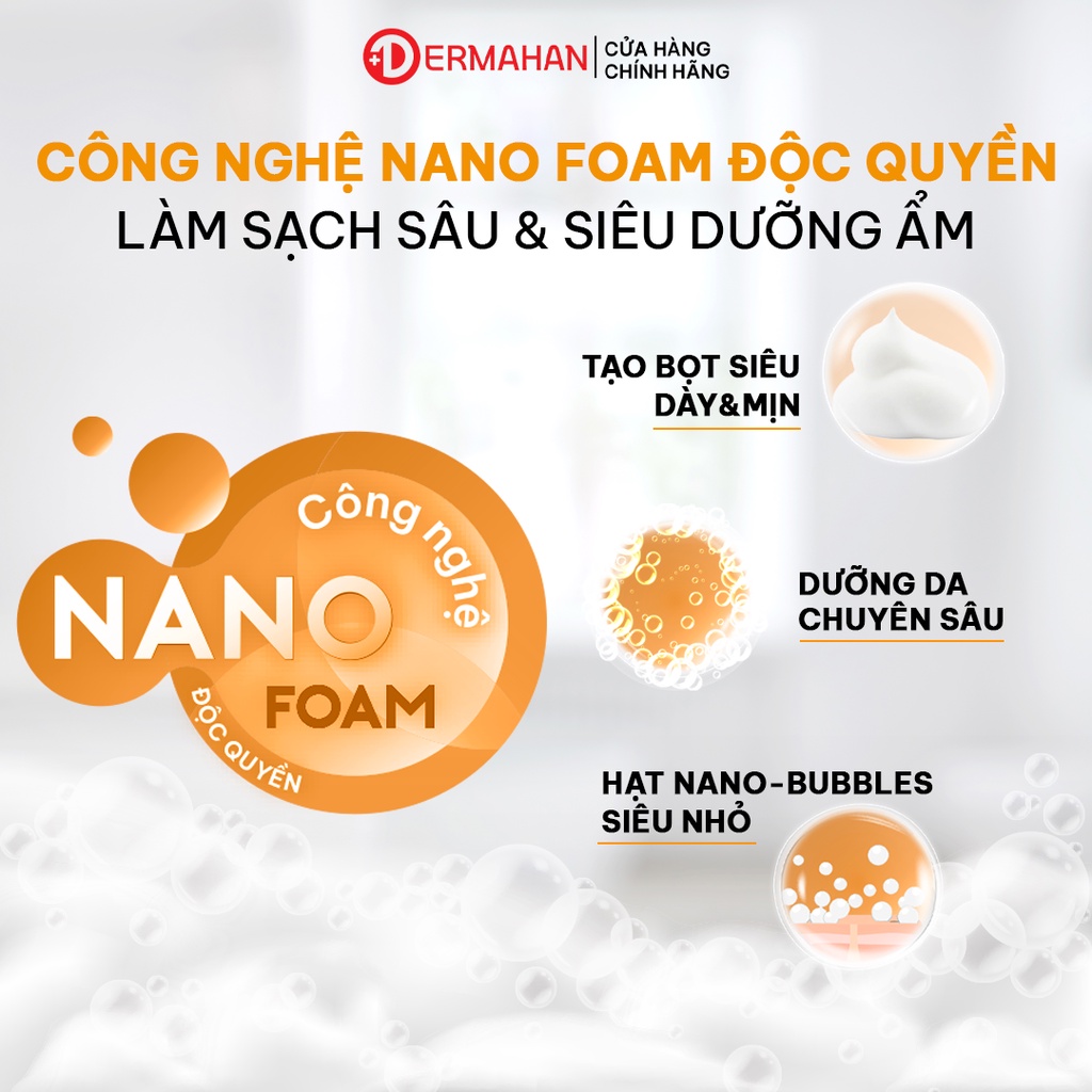 Sữa Rửa Mặt Phục hồi, Dưỡng Sáng Da  Dermahan Vitamin C Whitening Cleansing Foam 150ml Bulsan Beauty