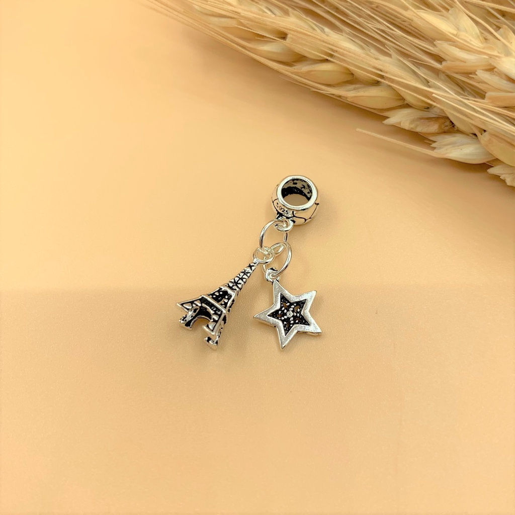 Charm móc treo Tháp Eiffel và Ngôi sao - Charm Bạc 925 - Mã CA565