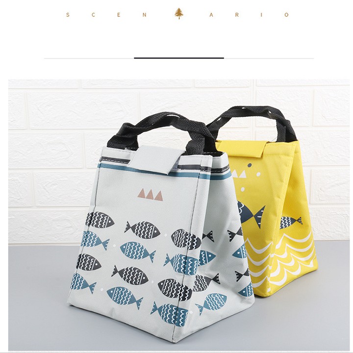 Túi đựng cơm giữ nhiệt Bento Nhật Bản, túi cơm văn phòng hình con cá【BAG-FISH】