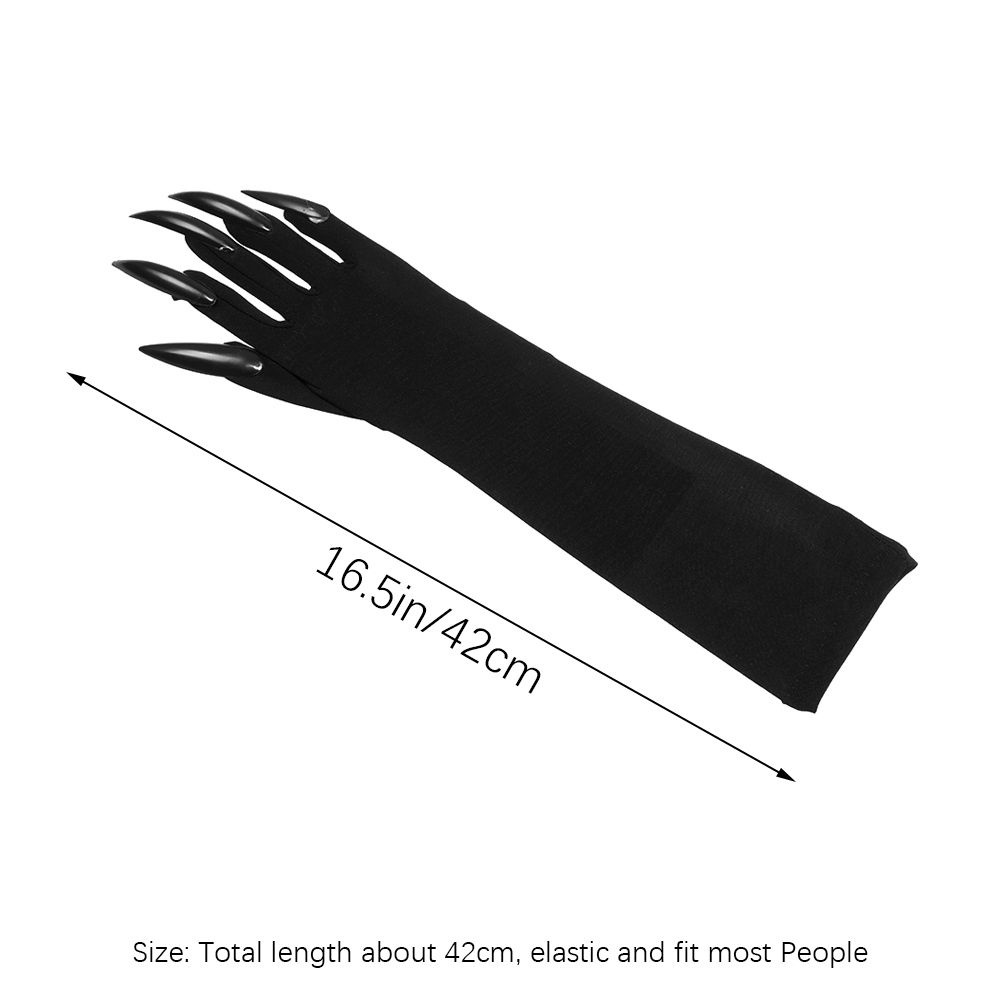 Găng tay có móng vuốt dài màu đen phong cách vui nhộn hóa trang Halloween