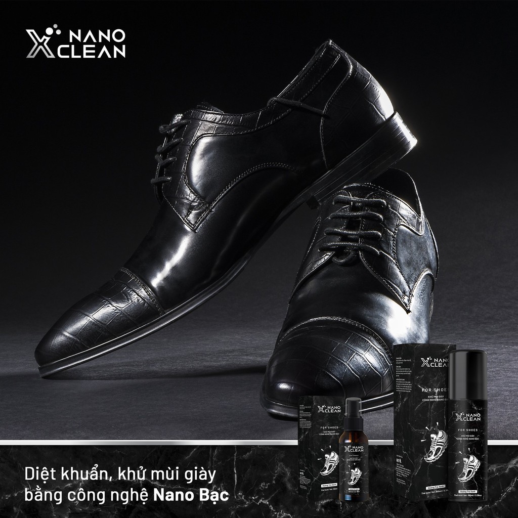 Chai xịt diệt khuẩn khử mùi hôi giày, hôi chân Nano Xclean For Shoes 100ml - Hương Bạc Hà - Nano Bạc AHT Corp (AHTC)