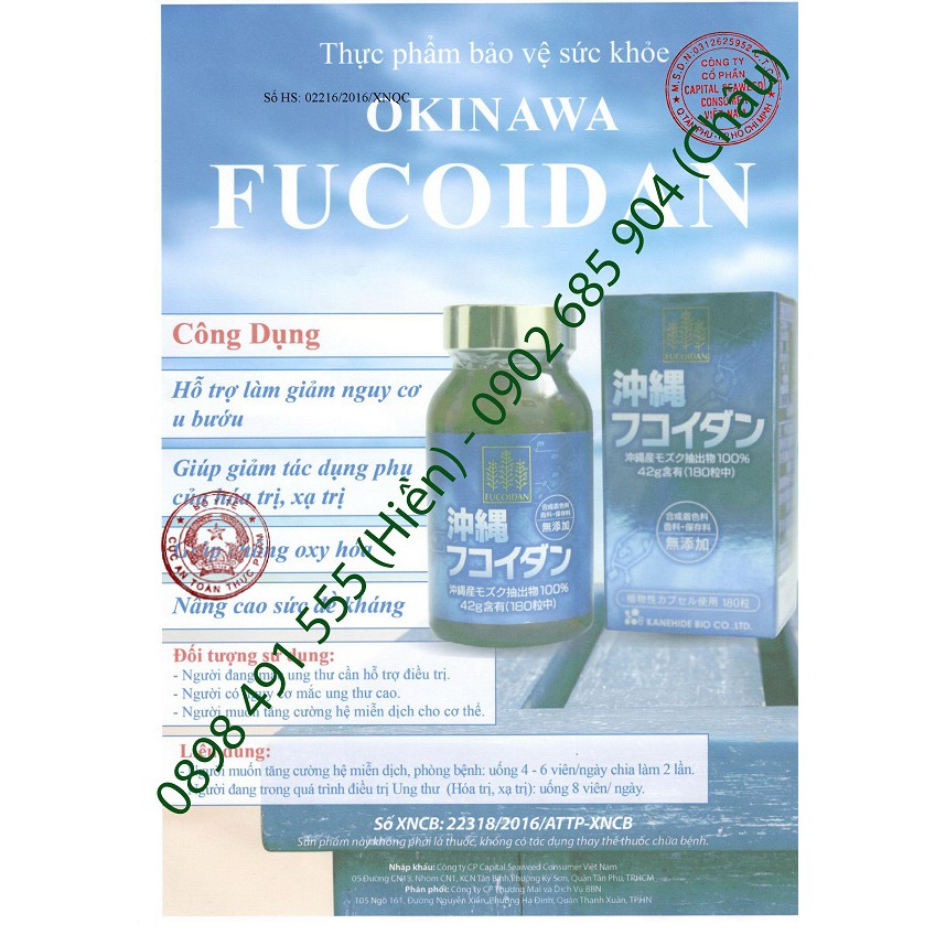 Viên uống Okinawa Fucoidan phòng và hỗ trợ điều trị ung thư 180 viên.