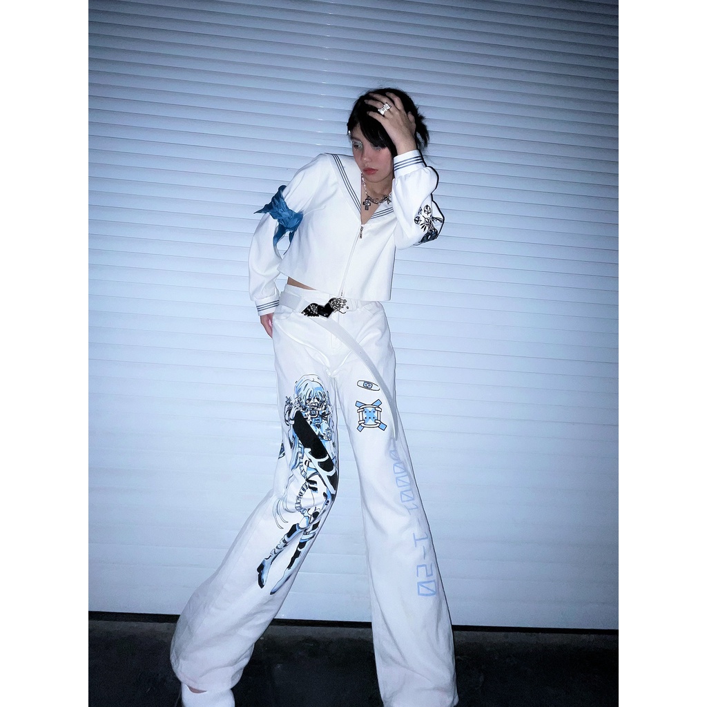 Quần dài ống rộng thiết kế lưng cao thời trang mùa hè cho nữ