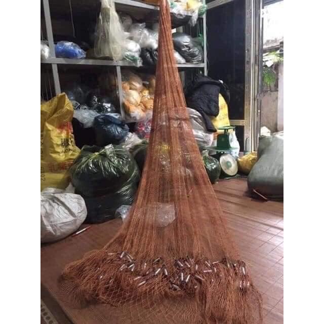 Chài dù nâu đánh bắt cá cao 4m nặng 5kg mắt 4cm chân chì đuc, Sợi dù thái lan