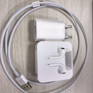 combo sạc cáp tai nghe iphone 7plus chính hãng bóc máy