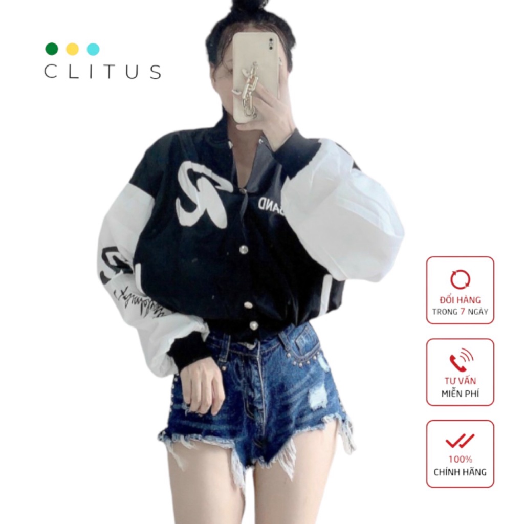 Áo Khoác Bomber Nữ Form Lửng In Chữ Cực Xinh Mẫu Mới Cực HOT - CLITUS FASHION