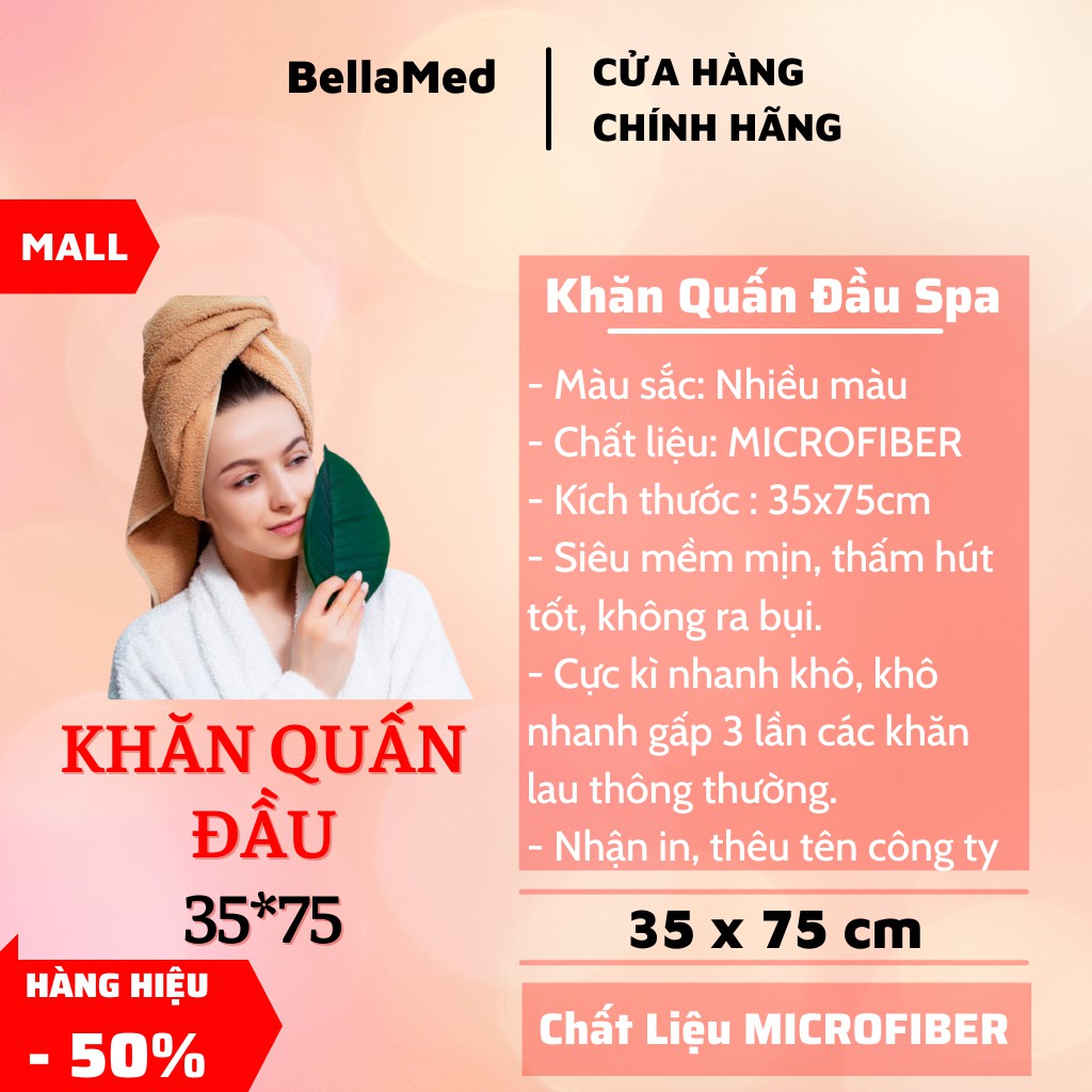 Khăn quấn đầu, khăn gội spa. Kích thước 35x75cm