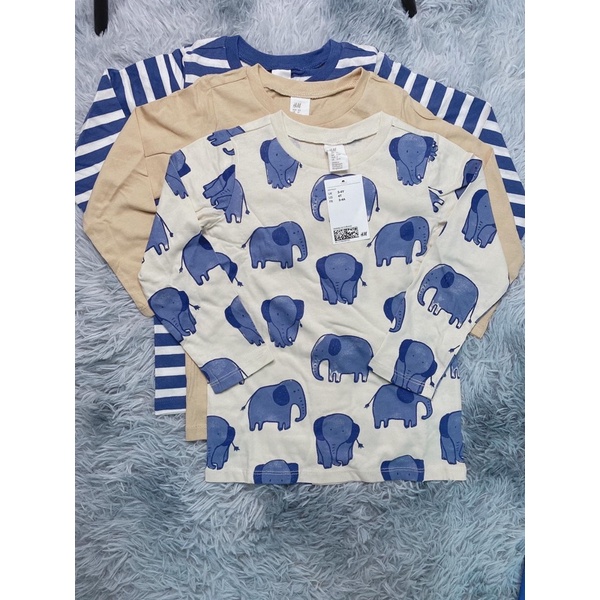 Set 3 áo cotton HM auth dài tay cho bé