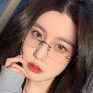 Gọng kính nam - nữ mắt cận chữ nhật không viền. Kèm tròng 0 độ 7734 Jolie eyewear chống ánh sáng xanh, UV400