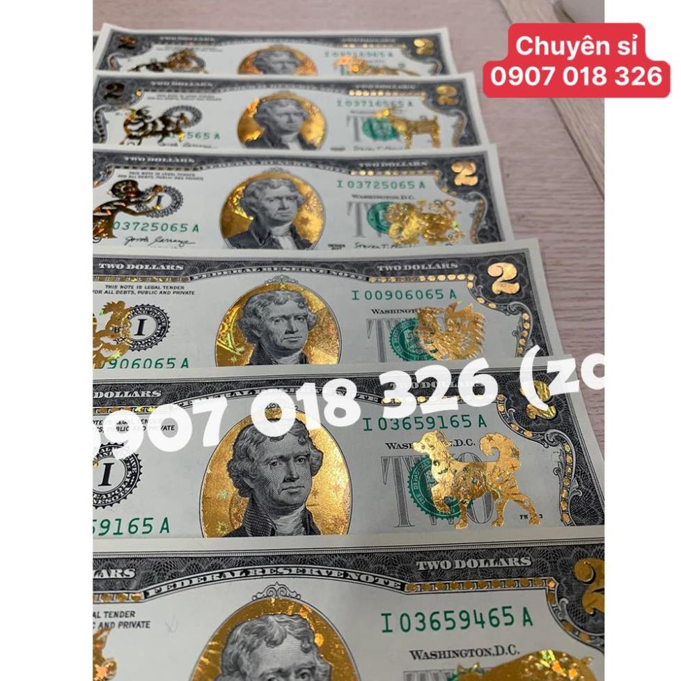 Tờ 2 Đô, 2 USD In Hình 12 Con Giáp Mạ Vàng 3D Kỷ Niệm Làm Quà Tặng, Sưu Tầm, Trang Trí để bóp ví ốp lưng điện thoại