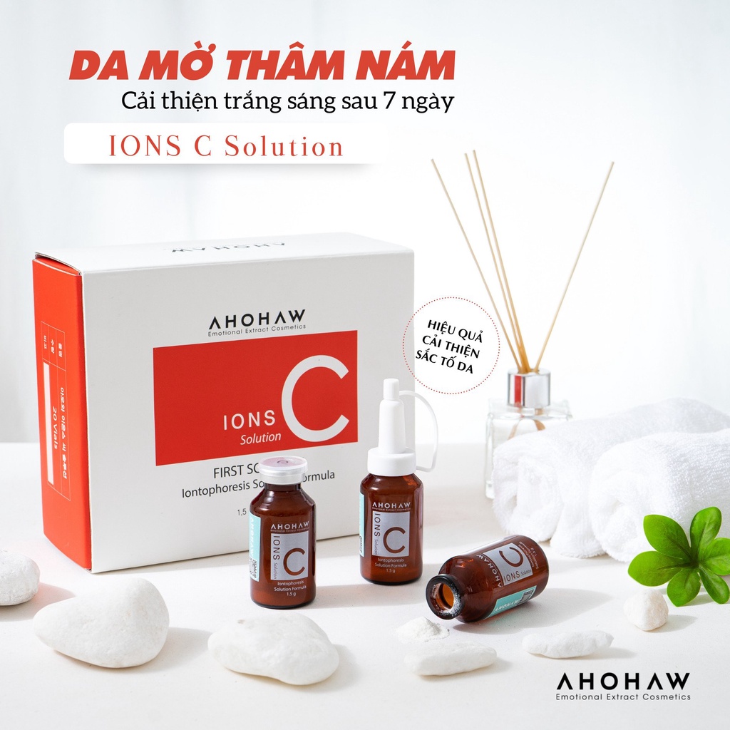 Combo  IONS V 20ml/1 lọ và IONS Vitamin C Ahohaw 1.5g/1 lọ Solution dưỡng trắng, tạo độ đàn hồi cho da - Hộp 20 lọ