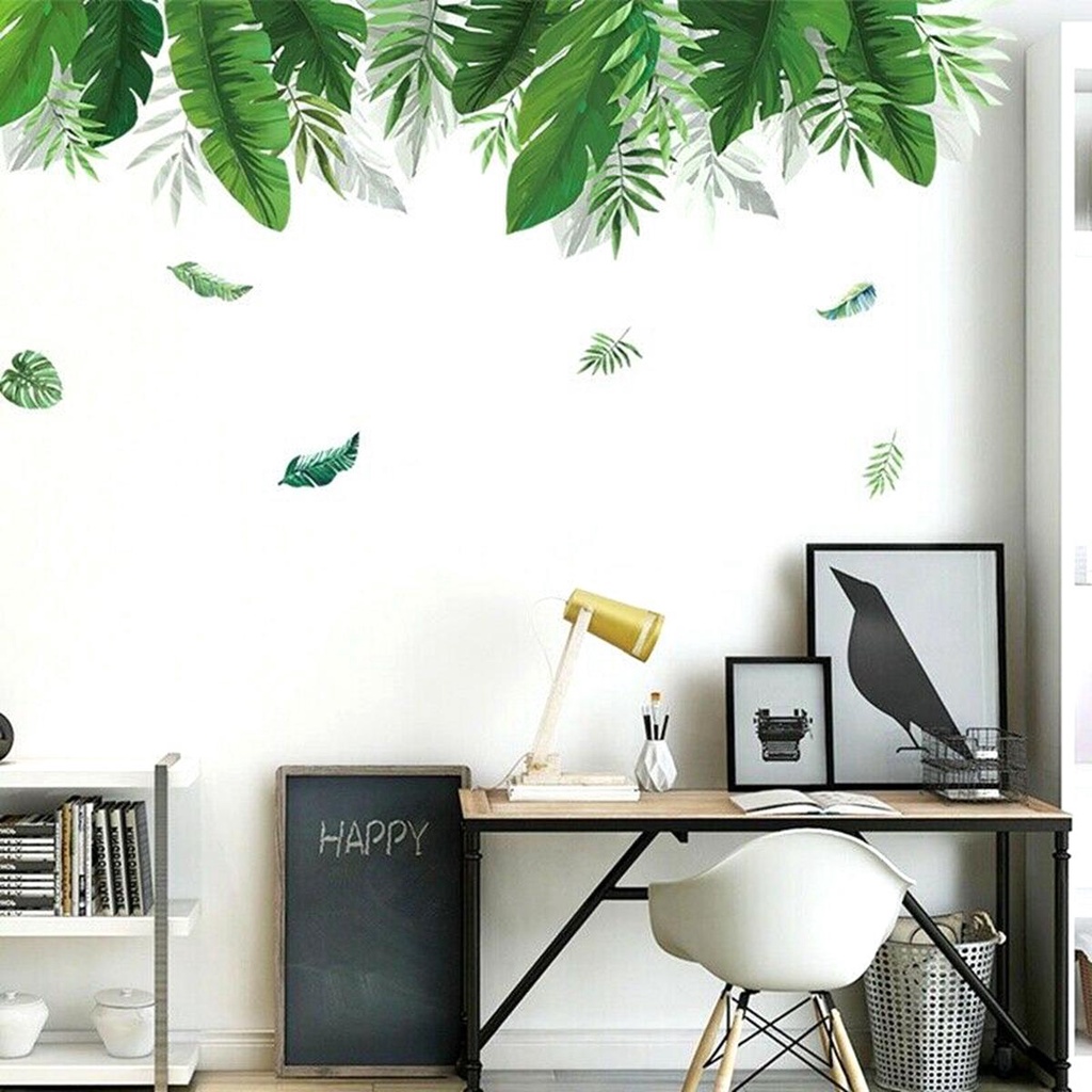 Sticker Dán Tường Tự Dính Họa Tiết Mưa Mùa Hè Nhiệt Đới Trang Trí Phòng Khách
