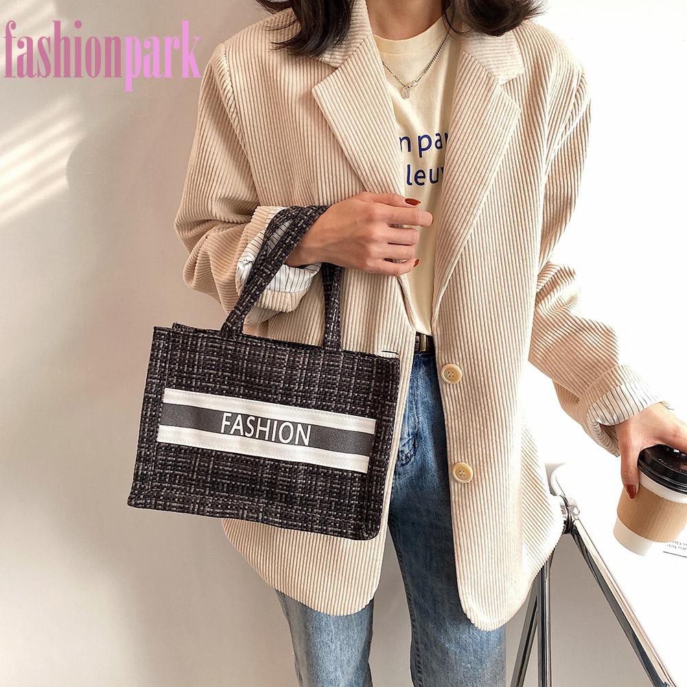 (Fas) Women Fashion Letters Pattern Handbag Cloth Printed Ladies Underarm Bag