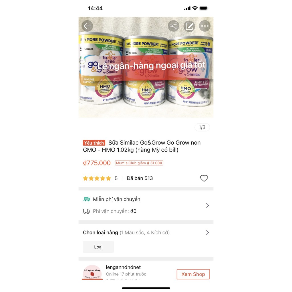 [Mã 267FMCGSALE giảm 8% đơn 500K] [ HÀNG MỸ- CÓ BILL ] Sữa Similac Go&amp;Grow non GMO - HMO 1.02kg.