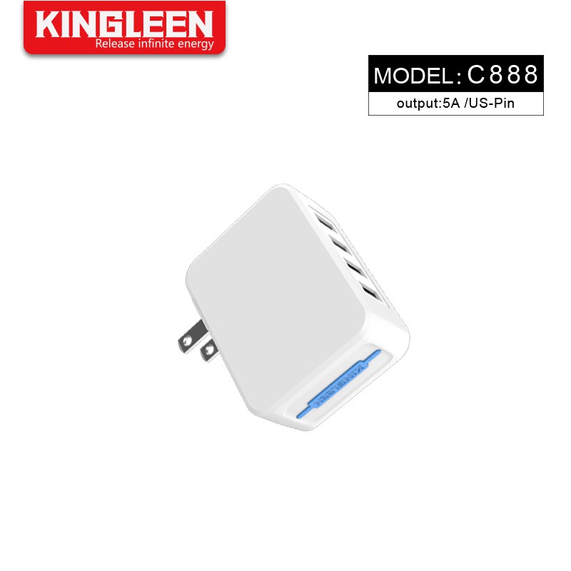 SẠC ĐIỆN THOẠI 4 CỔNG USB 5A - 25W , Cốc sạc điện thoại 4 cổng usb 5A-25W C888 KINGLEEN
