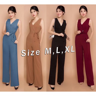 Jumpsuit nữ Dài Ống Suông Thắt Nơ Eo Sang Trọng J903