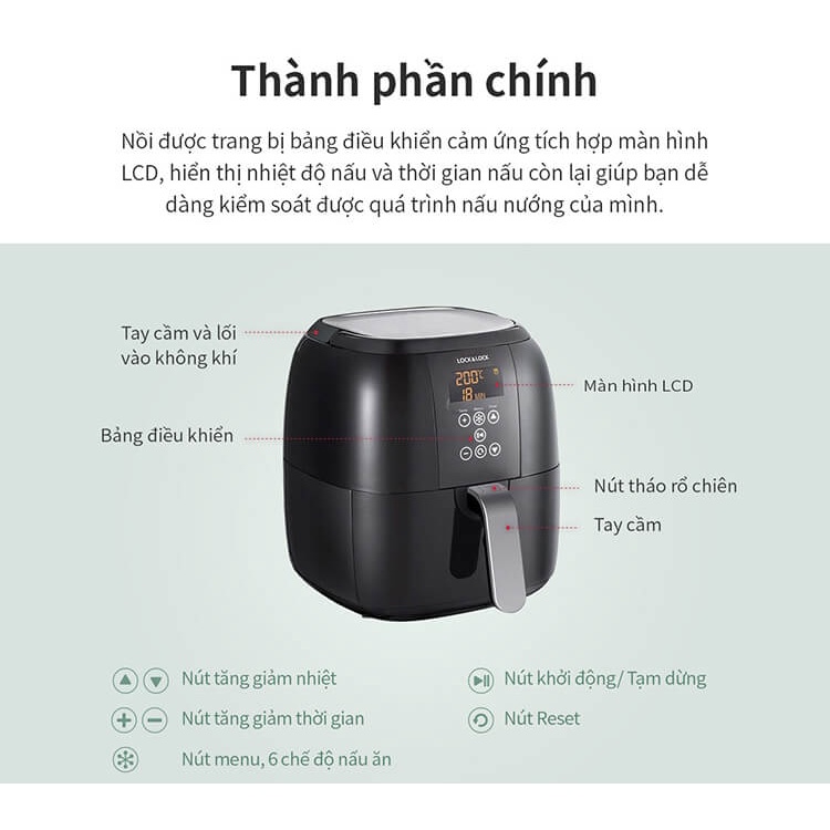 Nồi Chiên Không Dầu Điện Tử Lock&Lock ECF-300B