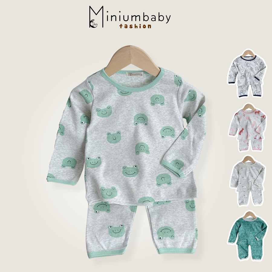 Bộ đồ dài tay quần dài thu đông cho bé trai/gái chất liệu 100% cotton thun lạnh quần áo trẻ em MiniumBaby-SB1261.