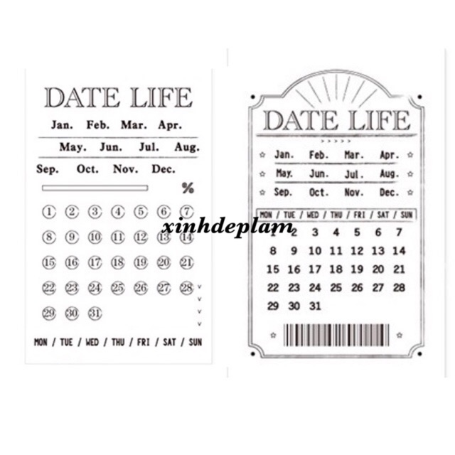 Card dạng lịch tháng / tuần cho sổ planner