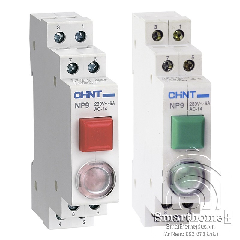 Nút Nhấn Công Tắc Có Đèn Báo Cài Tủ Điện 220V Chint NP93 - [SMHP]