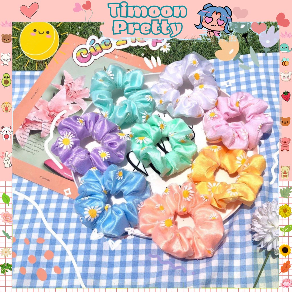 SCRUNCHIES CÚC 2 LỚP- PHIÊN BẢN LIMITED, CỘT TÓC VẢI GIÁ RẺ Hot