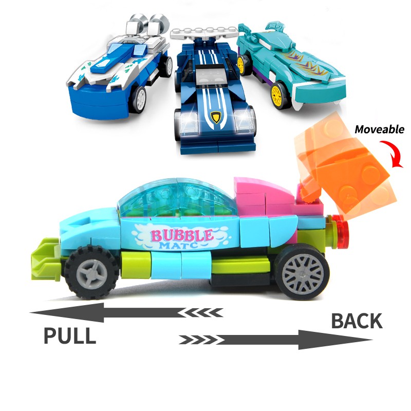 Đồ Chơi Lắp Ráp Xe Đua HDY Cho Trẻ Em Phát Triển Trí Tuệ DIY Educational Building Blocks Pull Back Car Vehicle for Boys Creative Birthday Gift