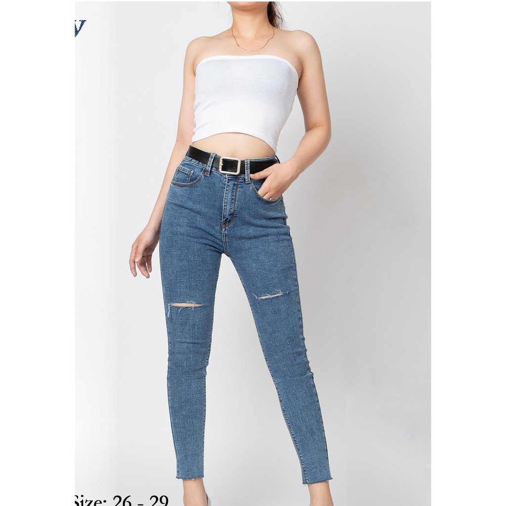 Quần Jean Rách Skinny Nữ J0010