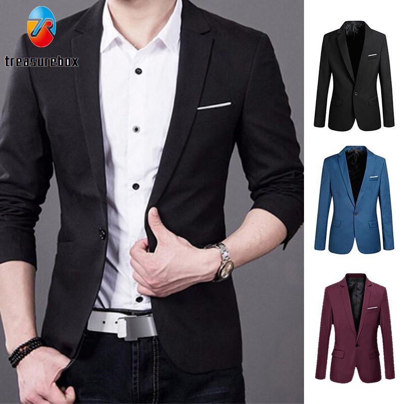 Thời Trang Áo Khoác Blazer Phối Nút Cho Nam