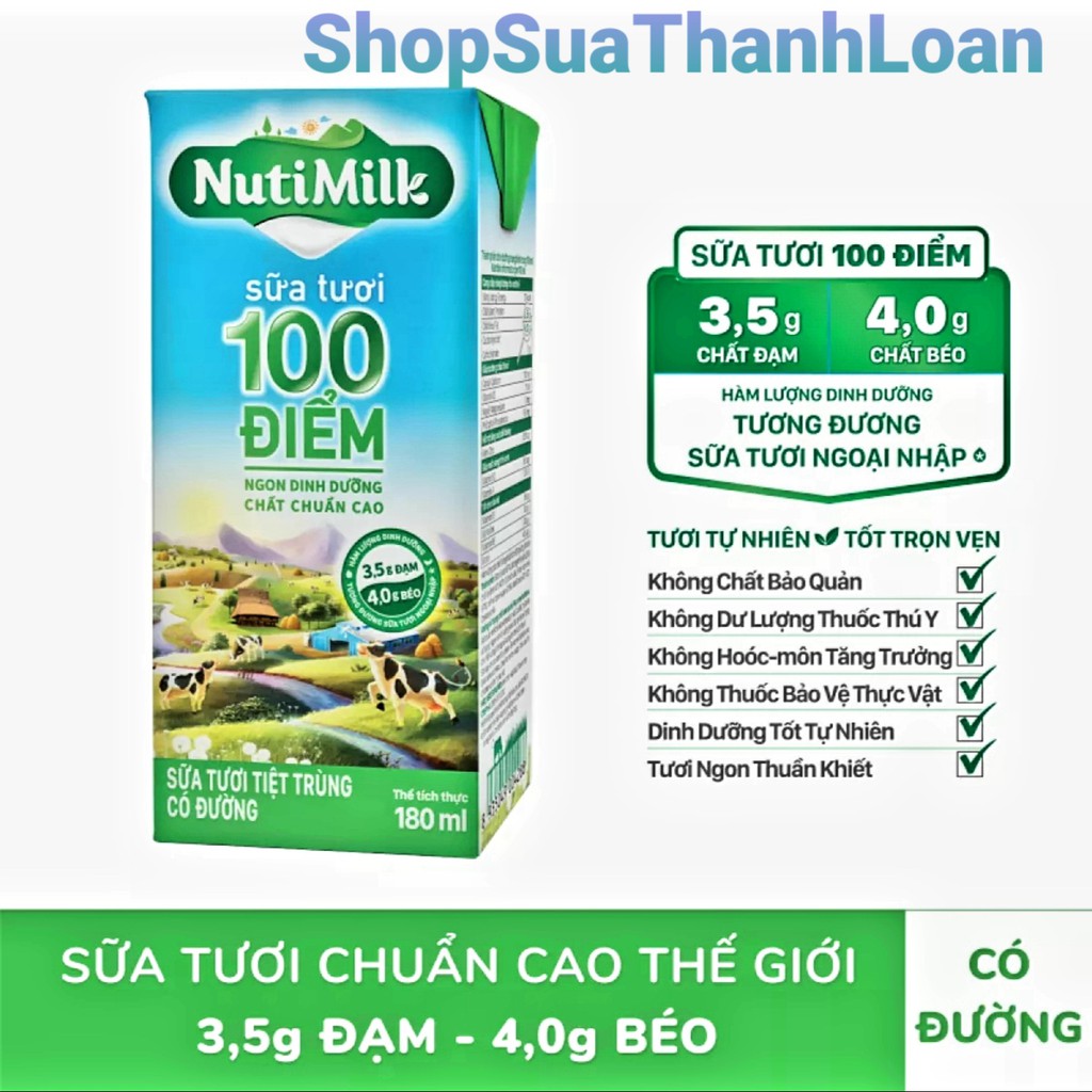 [HSD T9-2021] THÙNG 48 HỘP SỮA TƯƠI NUTI MILK CÓ ĐƯỜNG 180ML