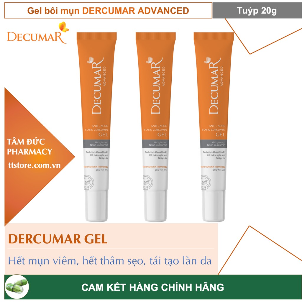 DECUMAR GEL / Gel Ngừa Mụn Nano Curcumin [Tuýp 20g] - Decumar Advanced Gel, decuma, dercuma, dercumar