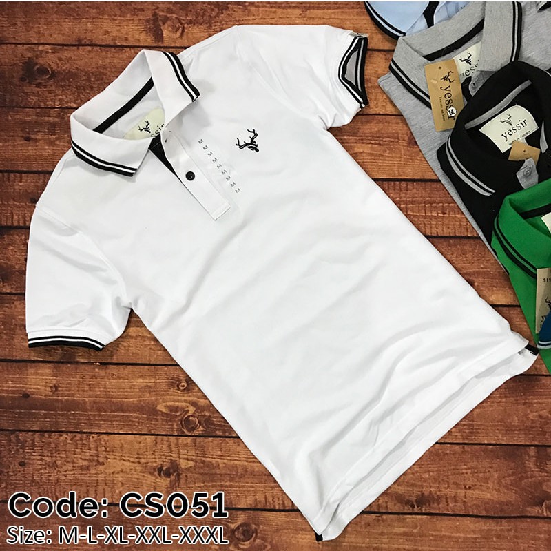 Áo thun nam cổ bẻ Yessir viền tay gồm 9 màu (size M-> XXXL) 051 | BigBuy360 - bigbuy360.vn