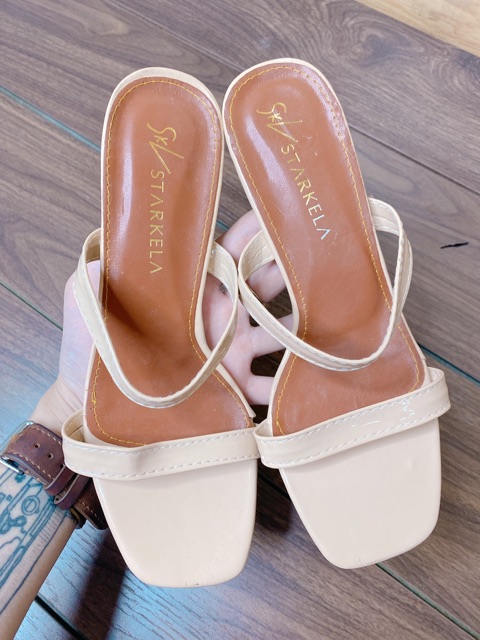 Sandal đế nâu 2 mảnh cao 5p hai màu