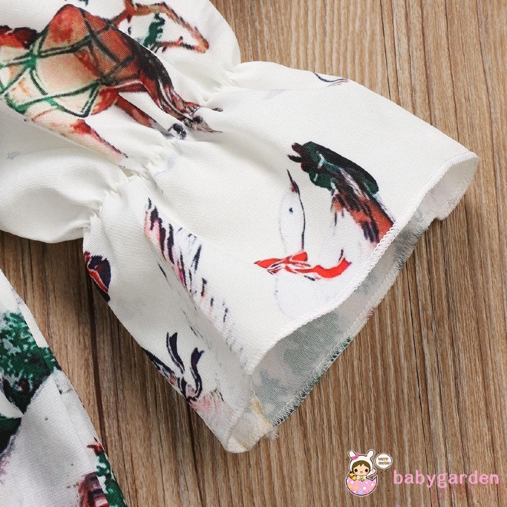 Đầm tay lửng in họa tiết chủ đề giáng sinh dễ thương cho bé gái