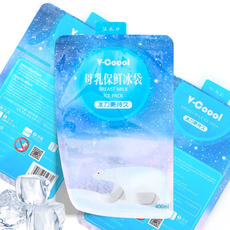 Túi đá lạnh V-Cool 400ml, Túi đá gel lạnh đá làm đặc chứa đầy nước bảo quản sữa mẹ cho bé