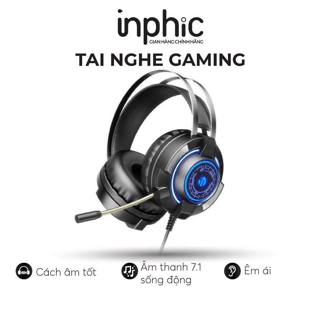 Tai Nghe Headphone Gaming 7.1 ARINFA INPHIC G2H - Âm Siêu Trầm Sống Động Nhẹ Dẻo Cho Game Thủ Chuyên Nghiệp - Chính Hãng