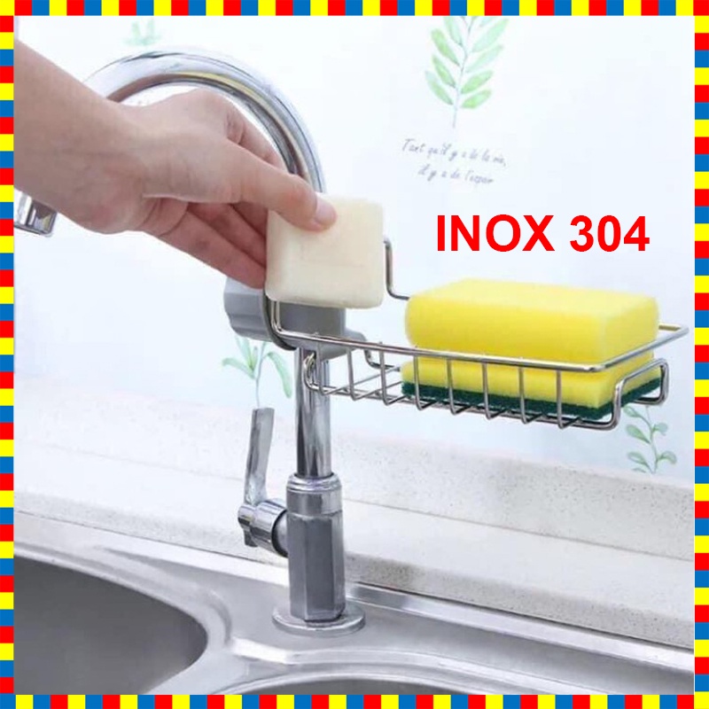 Kệ để đồ rửa chén cạnh vòi tiện dụng, sạch sẽ, chất liệu INOX 304