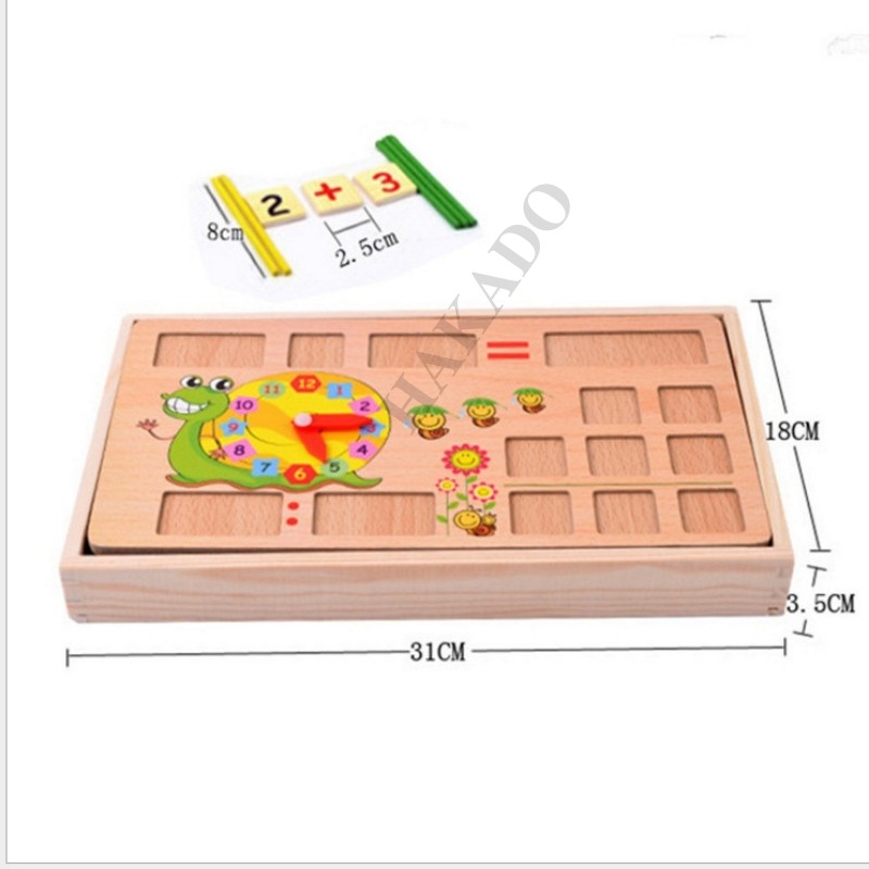 Đồ chơi gỗ hộp học toán đă năng kèm que tính cho bé phát triển trí tuệ