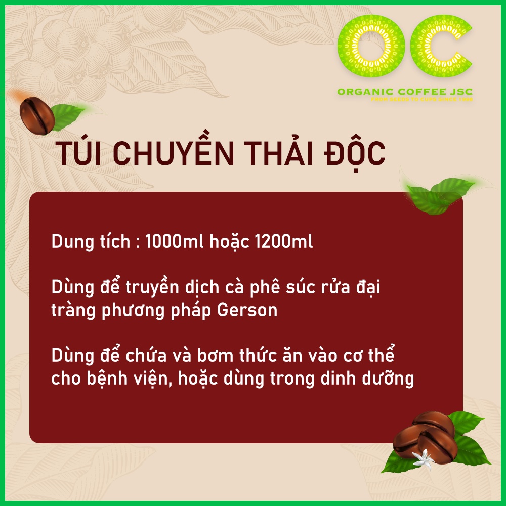 Túi truyền cafe thải độc đại tràng, cà phê Enema (chưa bao gồm dây truyền nối)