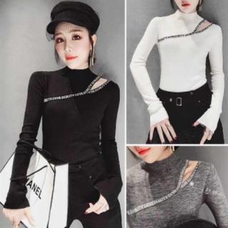 Áo cổ lọ tay dài thiết kế hở vai trẻ trung sành điệu cho nữ
