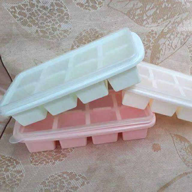 Combo 3 khay đá có nắp loại 8 viên nhựa Việt Nhật, Khay đựng đồ ăn dặm cho bé
